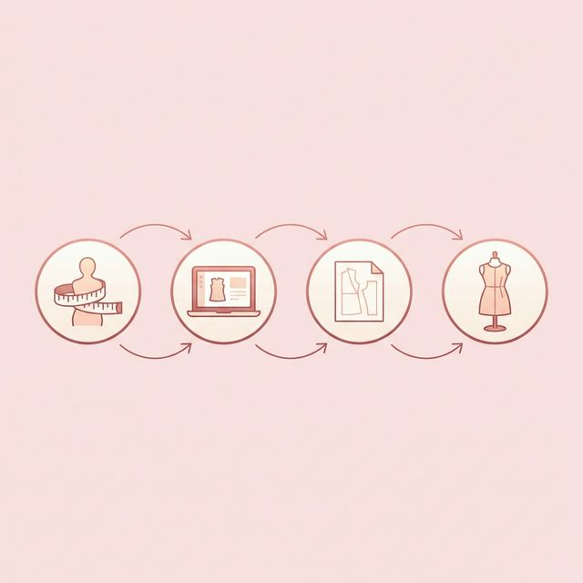 Visual showing the 4 steps from measurements to printed pattern