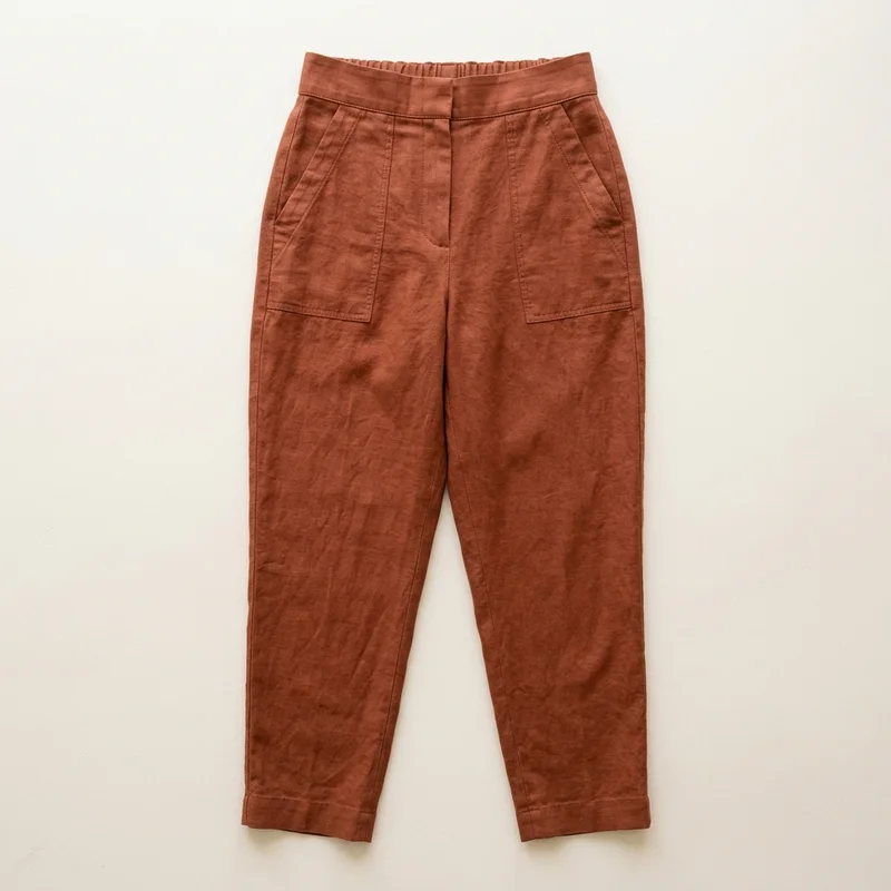 Flat-Front Elastic-Back Pants